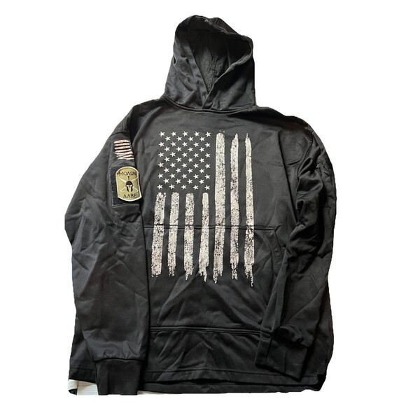Rothco Men's Black Hoodie With Distressed US Flag Size Medium - Picture 1 of 6